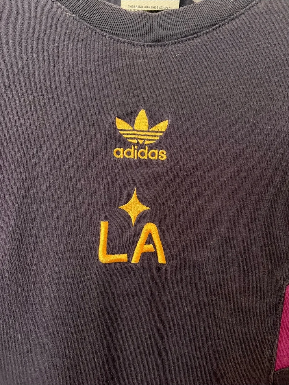 Adidas Originals LA Galaxy Purple Colorblock Graphic Tee Shirt - M 100% cotto